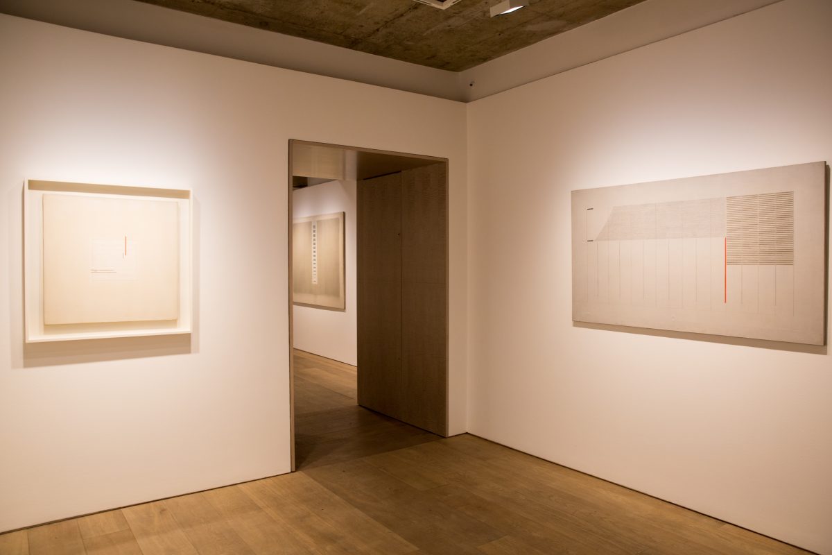 <i>Bice Lazzari. The poetic of the sign,</i> 2019 </br>
installation view, Museo Novecento, Firenze</br>>