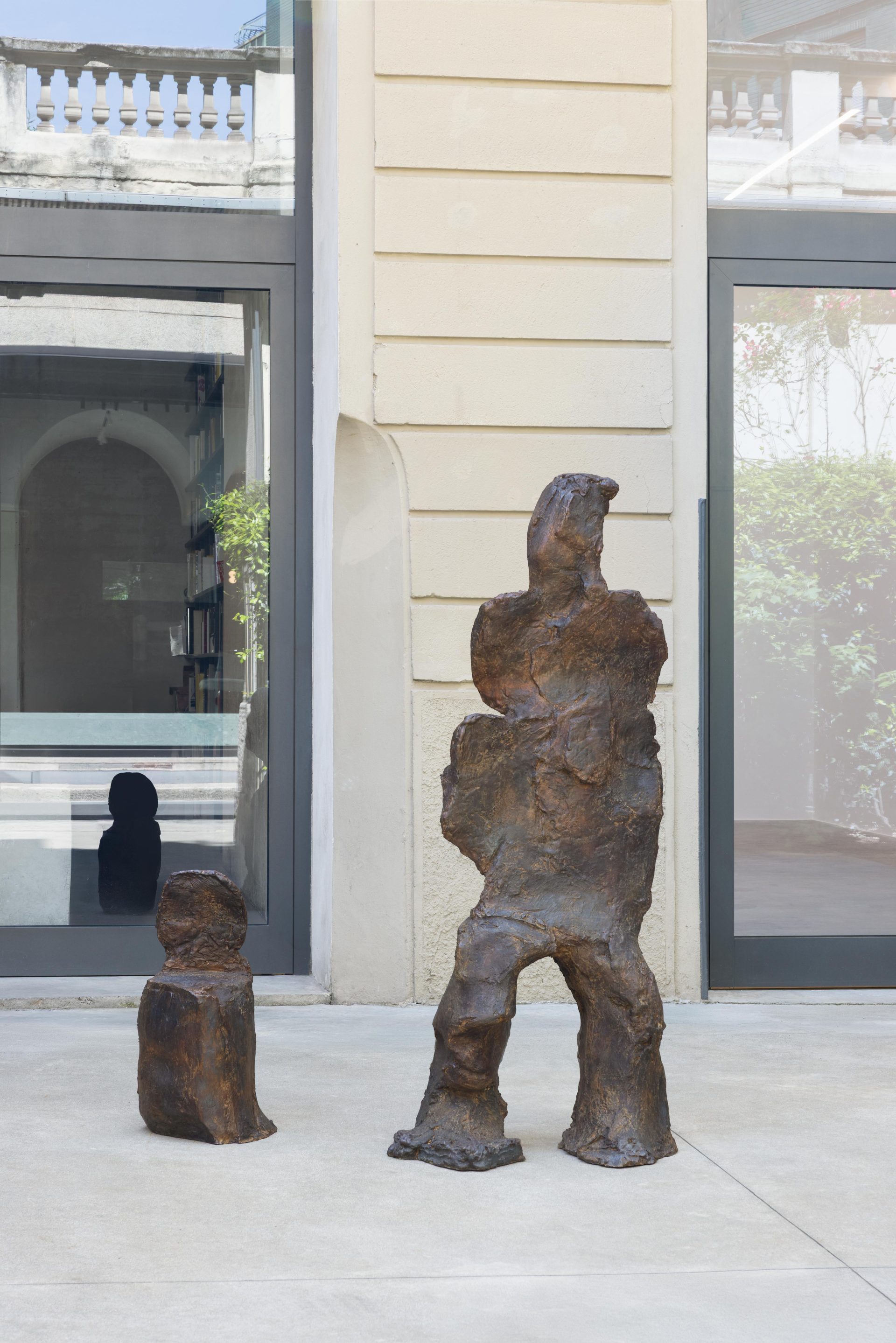 <i>The Walker</i>, 2025 </br>
bronze</br>
Walker figure: 170 x 90 x 65 cm / 66.9 x 35.4 x 25.6 in</br>Stone: 75 x 45 x 45 cm / 29.5 x 17.7 x 17.7 in