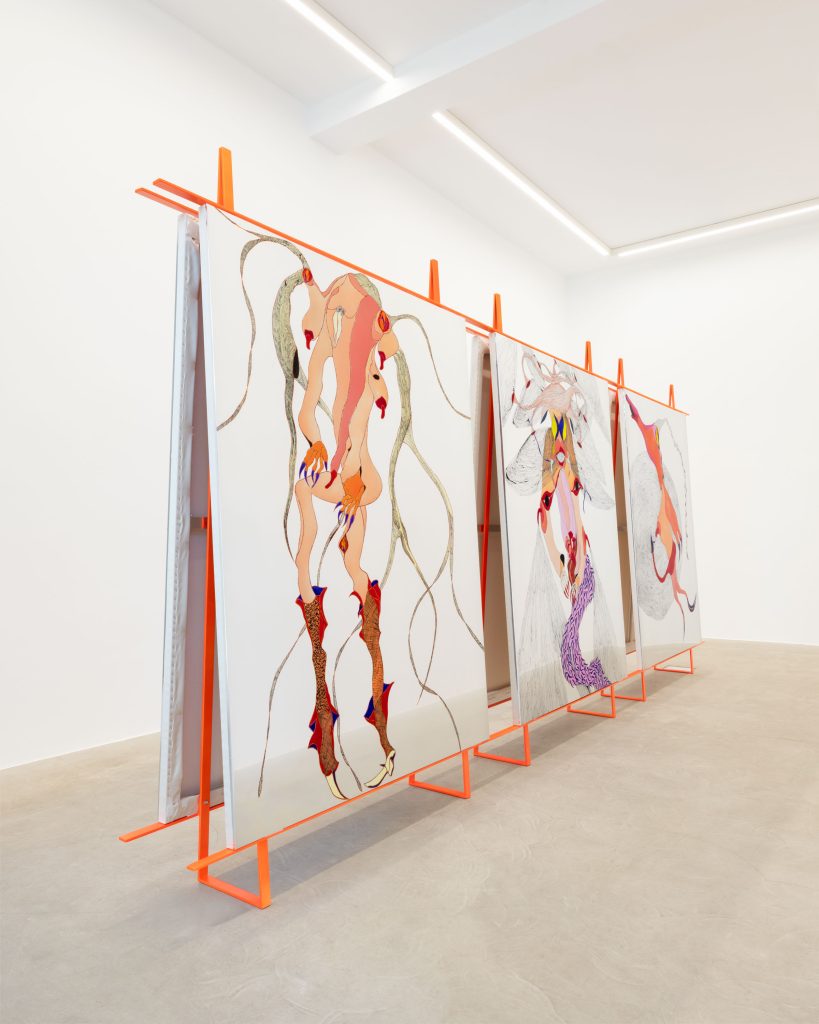 <i>PPP pinkypussypunk,</i> 2026 </br>
installation view,  kaufmann repetto, milan