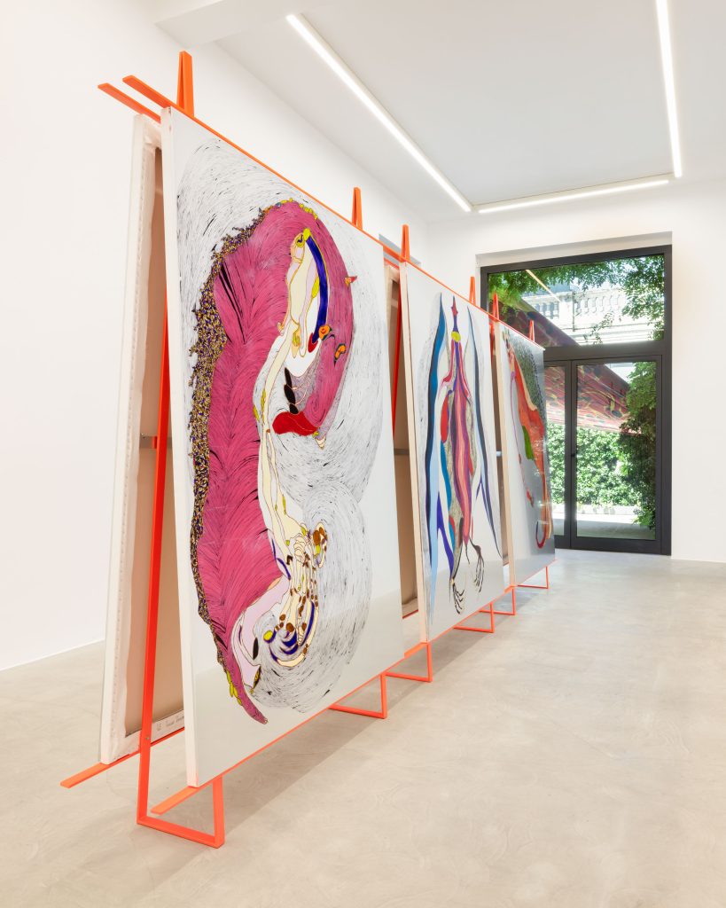<i>PPP pinkypussypunk,</i> 2026 </br>
installation view,  kaufmann repetto, milan