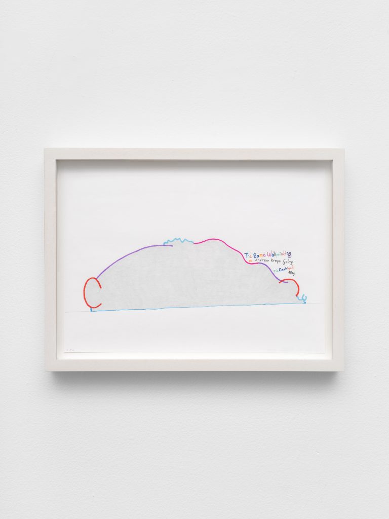 <i>Same wall painting Repetto</i>, 2024</br>
color pencil and pen on paper</br>
25 x 33,5 x 3,5 cm / 9.8 x 13.3 x 1.4 in
