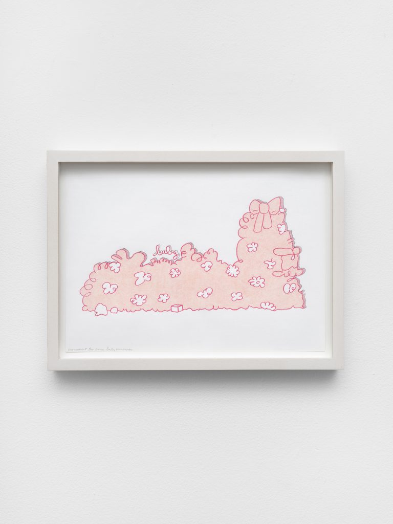 <i>Baby nonsense design for wall painting</i>, 2026</br>
color pencil and pen on paper</br>
25 x 33,5 x 3,5 cm / 9.8 x 13.3 x 1.4 in