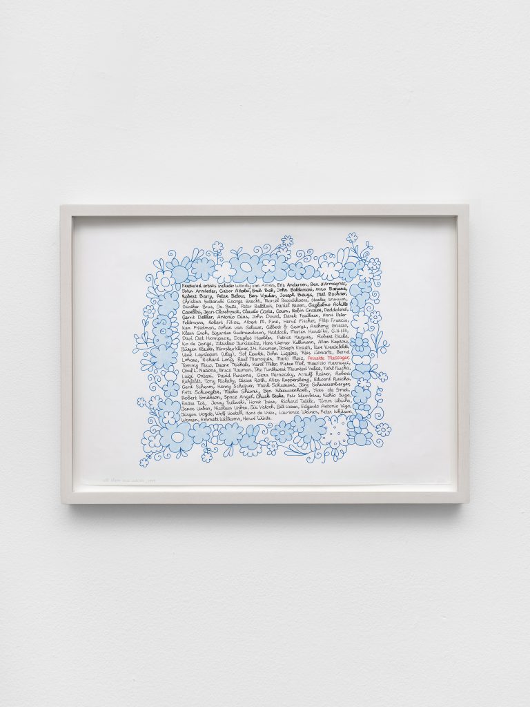 <i>Mail Art 1975 (1)</i>, 2026</br>
color pencil and pen on paper</br>
25 x 33,5 x 3,5 cm / 9.8 x 13.3 x 1.4 in
