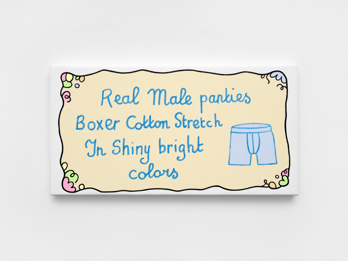 <i>Real Male Panties</i>, 2026</br>
acrylic on canvas</br>
25 x 48 cm / 9.8 x 18.9 in>